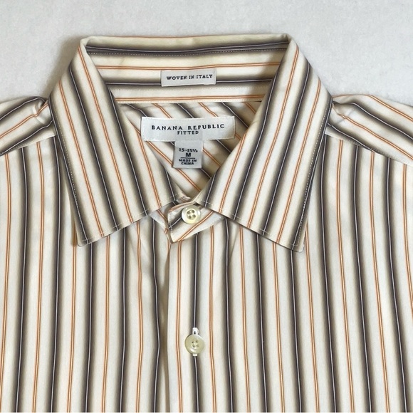 Banana Republic Men’s Fitted Dress Shirt Size M 15-15.5 Woven in Italy - Picture 3 of 12